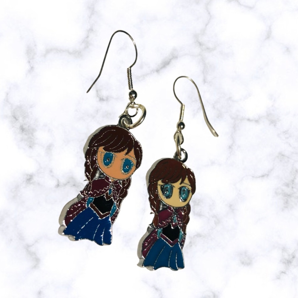 Cute little Hand made Frozen Cartoon Anna earrings : Gorgeous Jewellery - Picture 1 of 1